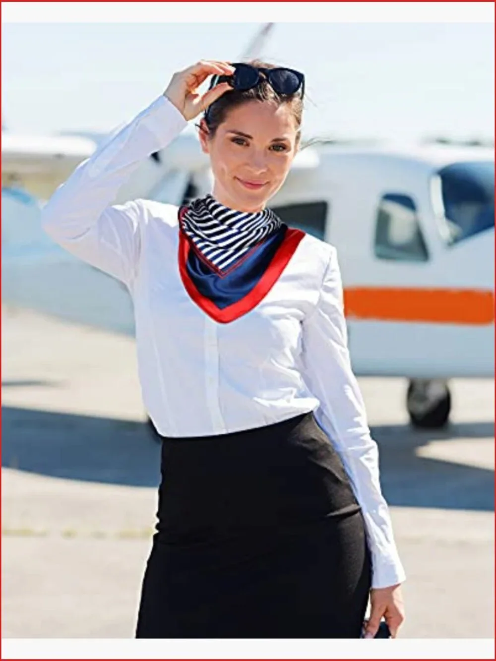 Sailor Scarf Flight Attendant Neck Scarf Silk Feeling Hair Wraps
